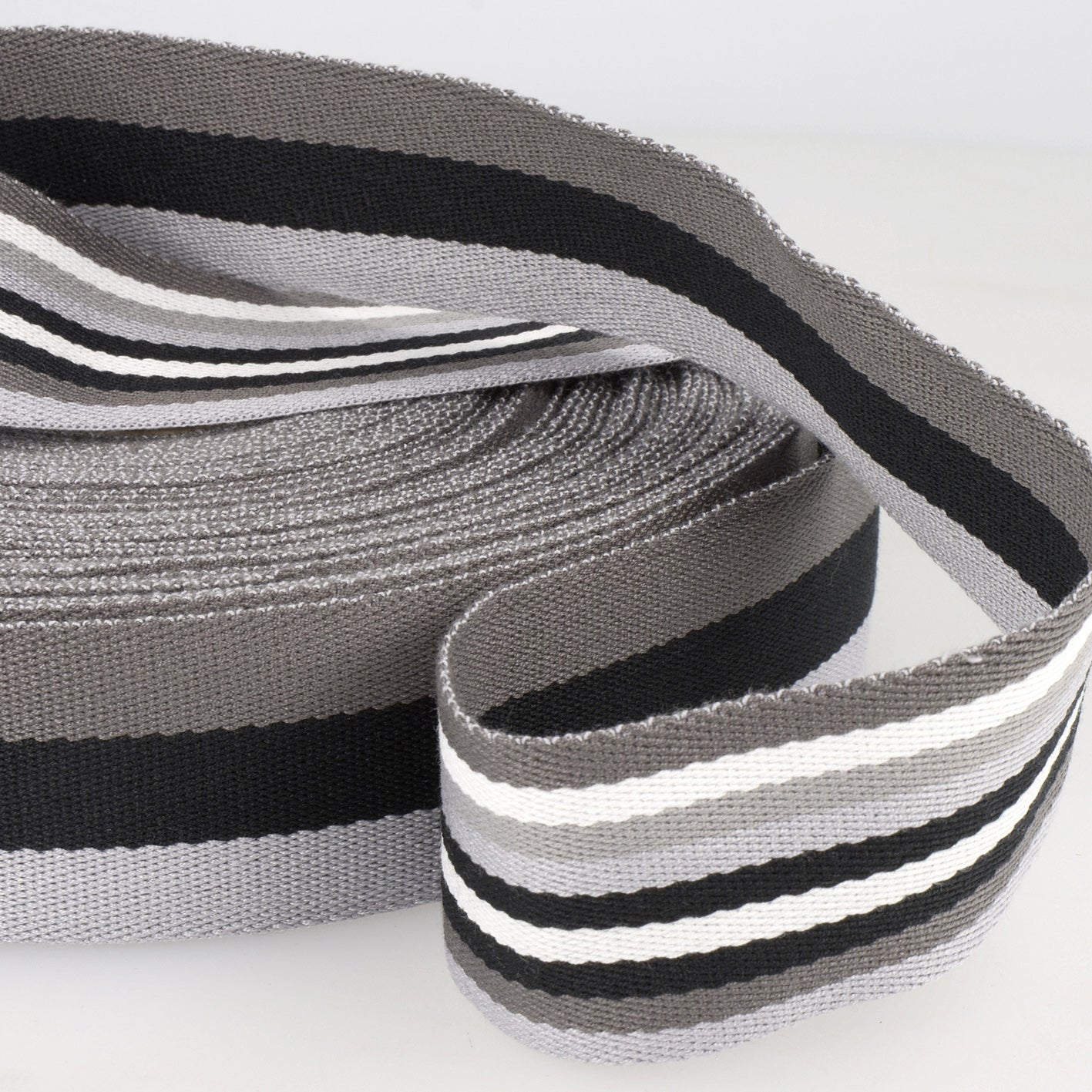 Trim: Webbing: Double-Sided Stripes: 20m x 40mm: Greys